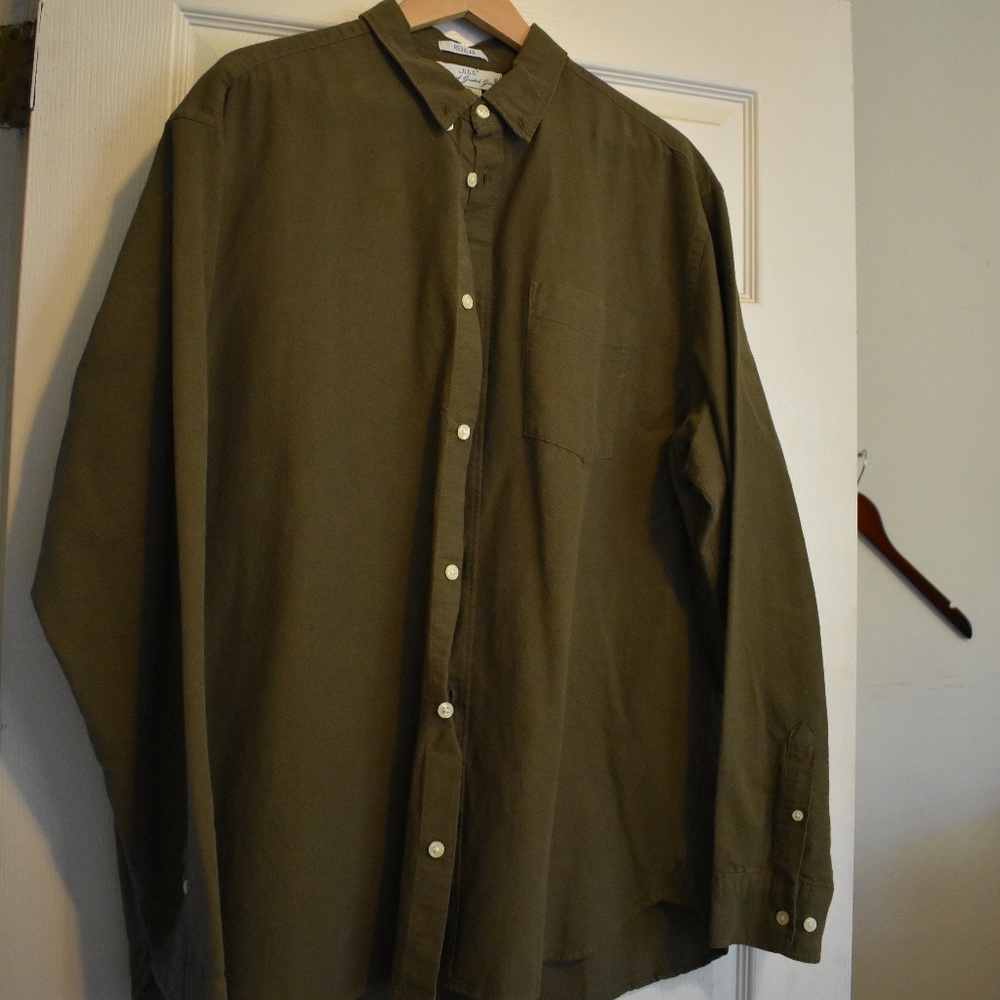 Men's casual Long SleeveButton Down - Olive Green
